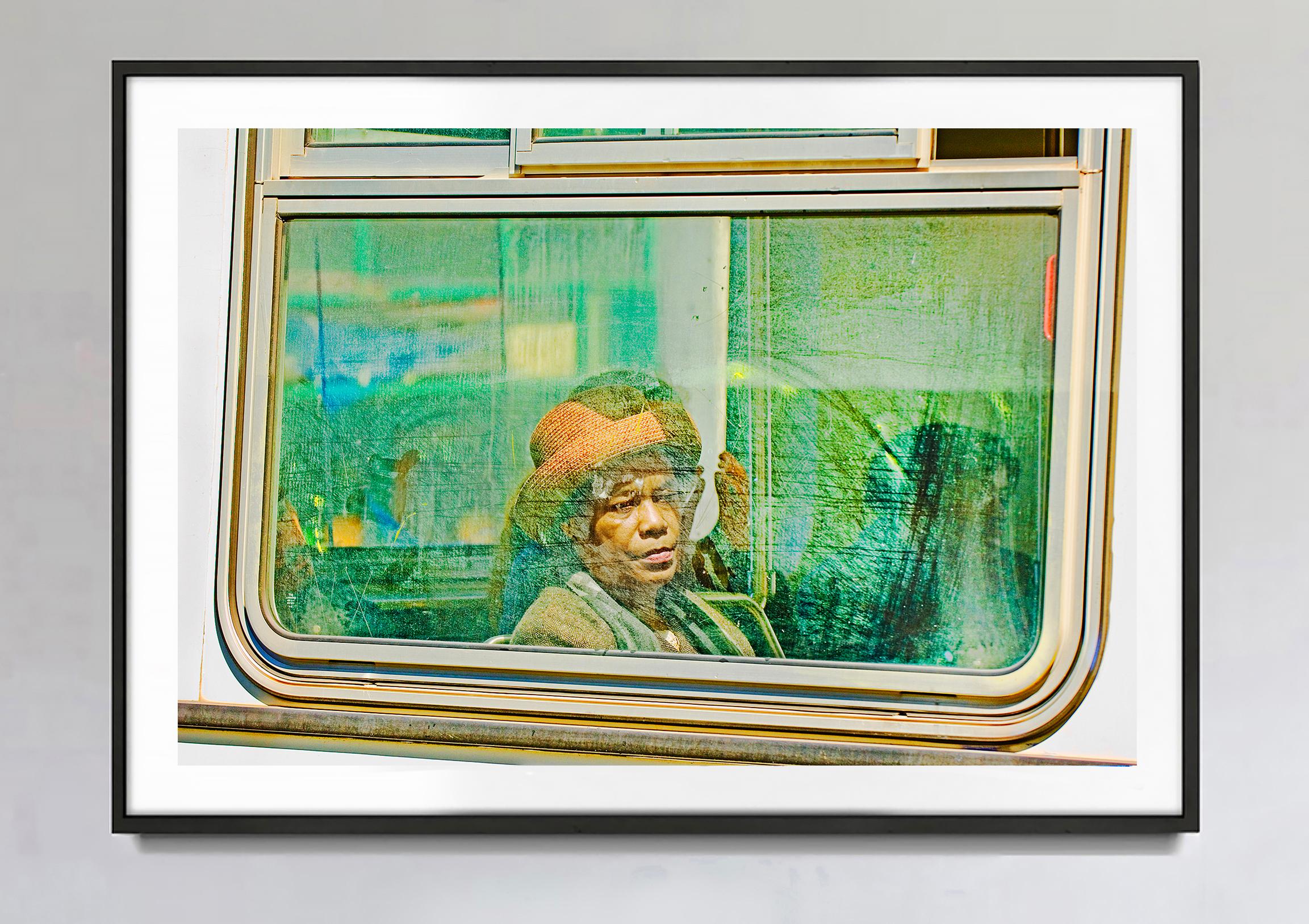 Women With Hat In Bus Window,  San Francisco - Photograph by Mitchell Funk