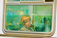 Femme avec un chapeau dans la fenêtre du bus,  San Francisco