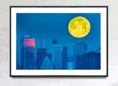 La lune jaune au-dessus de Manhattan dans les années 1970