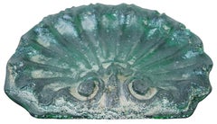 Mitchell Gaudet Green Scalloped Art Glass Shell Paperweight Palmette Tile