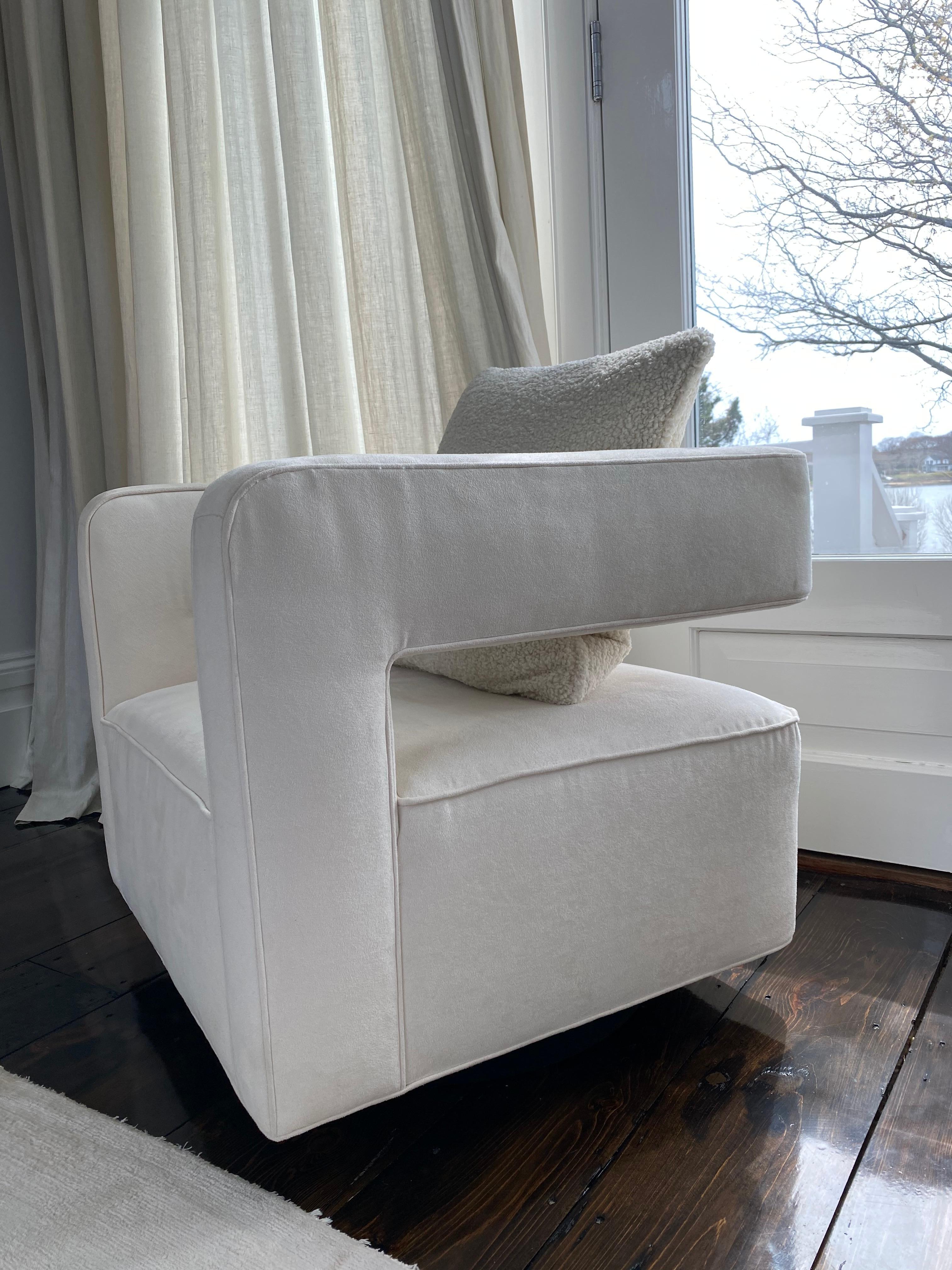 Nico Swivel microsuede Chair, Pair In Good Condition In New York, NY