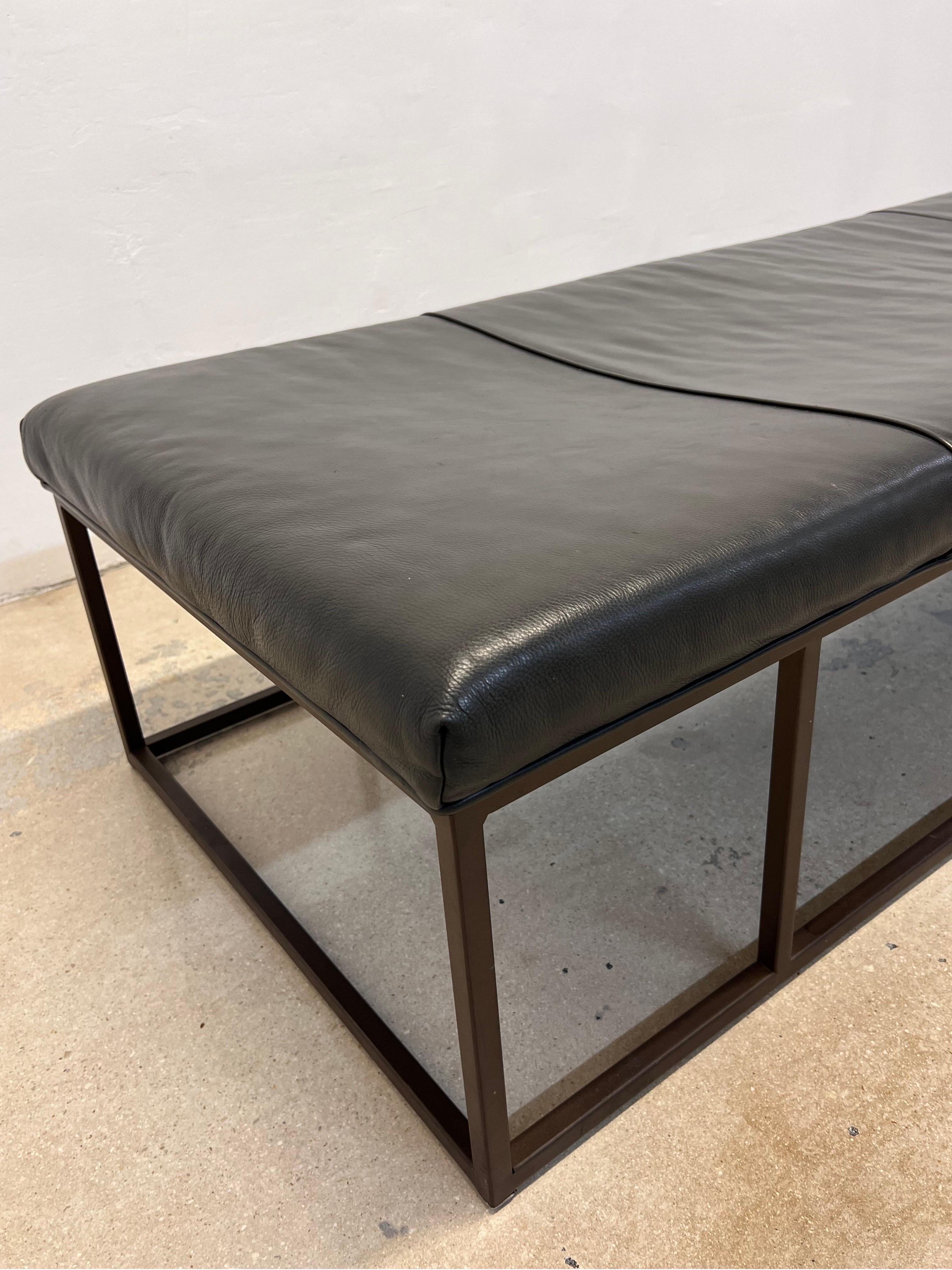 Mitchell Gold + Bob Williams Carmen Leather Cocktail Ottoman or Museum Bench In Good Condition For Sale In Miami, FL