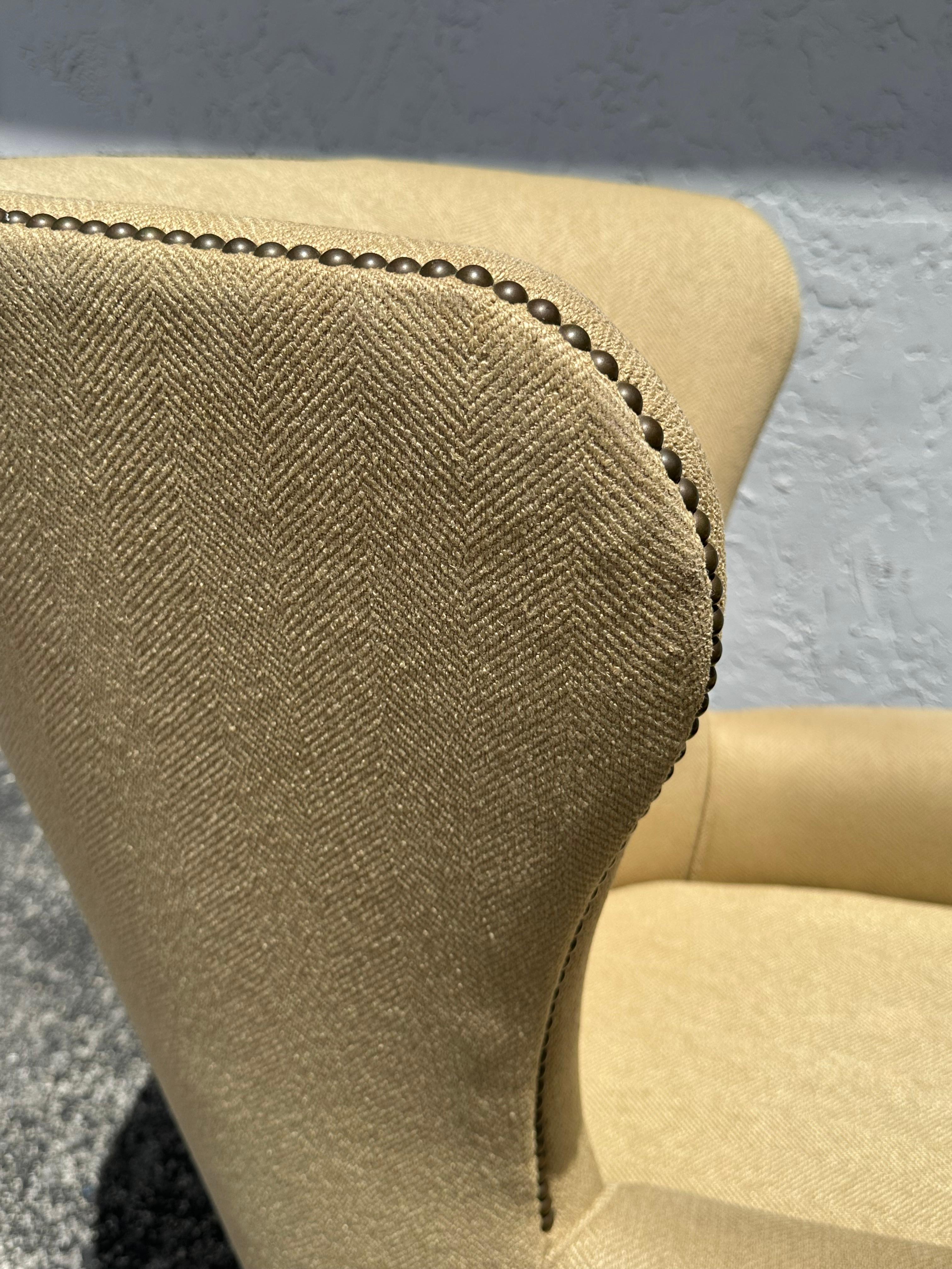 Mitchell Gold + Bob Williams Herringbone Beige Wingback Armchairs,  Set of 2 For Sale 9