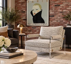 Kazan-Lounge-Sessel aus Lucite von Mitchell Gold + Bob Williams mit Bezug aus Quartz Grass Cloth