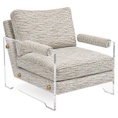 Kazan-Lounge-Sessel aus Lucite von Mitchell Gold + Bob Williams mit Bezug aus Quartz Grass Cloth