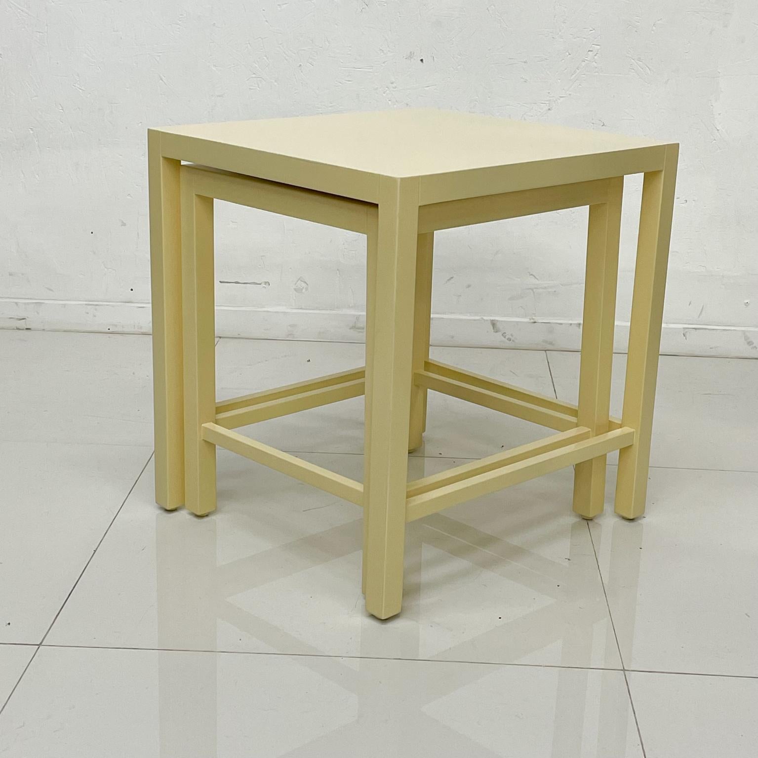 American Mitchell Gold + Bob Williams Modern Side Nesting Tables Ivory Lacquer Set of Two