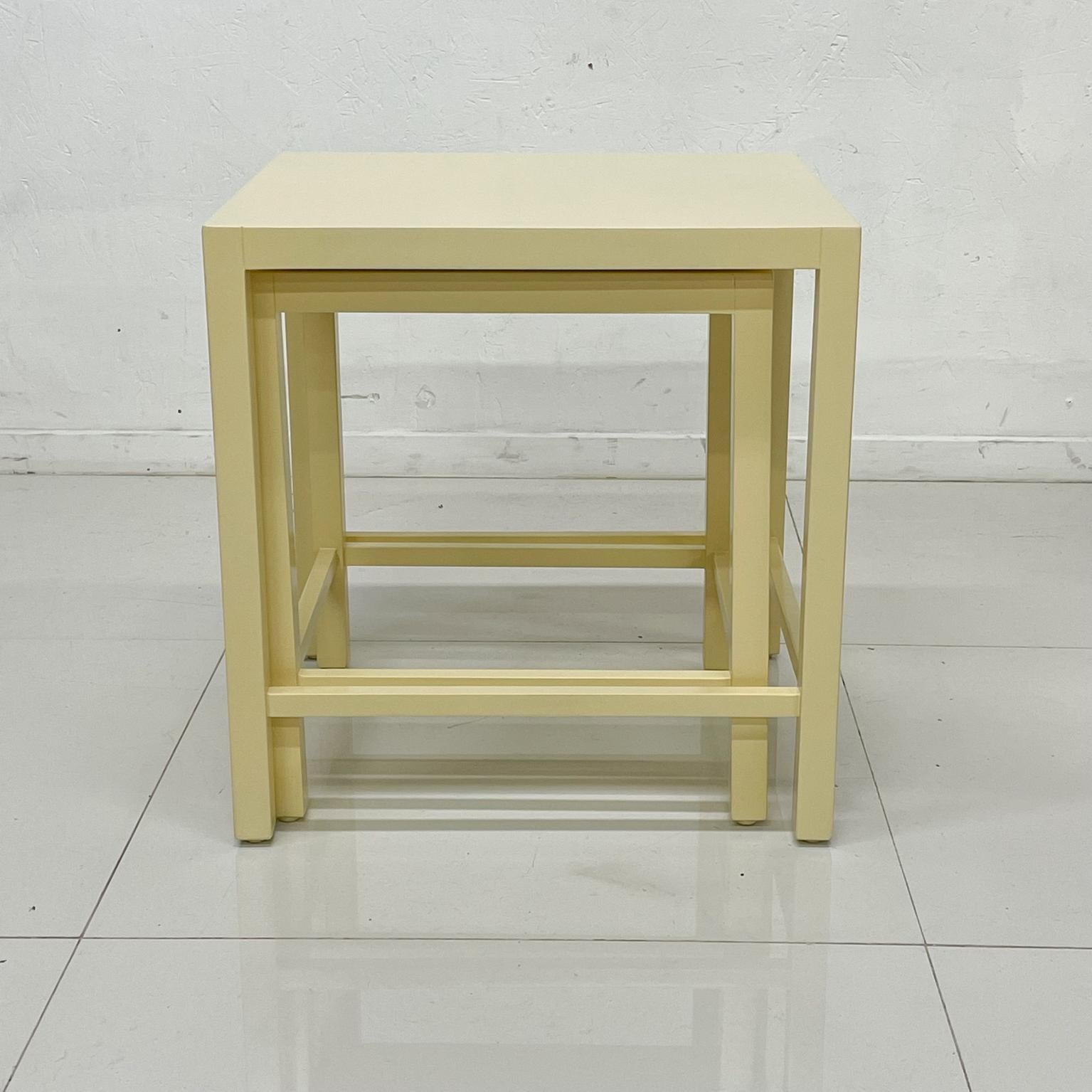 Contemporary Mitchell Gold + Bob Williams Modern Side Nesting Tables Ivory Lacquer Set of Two