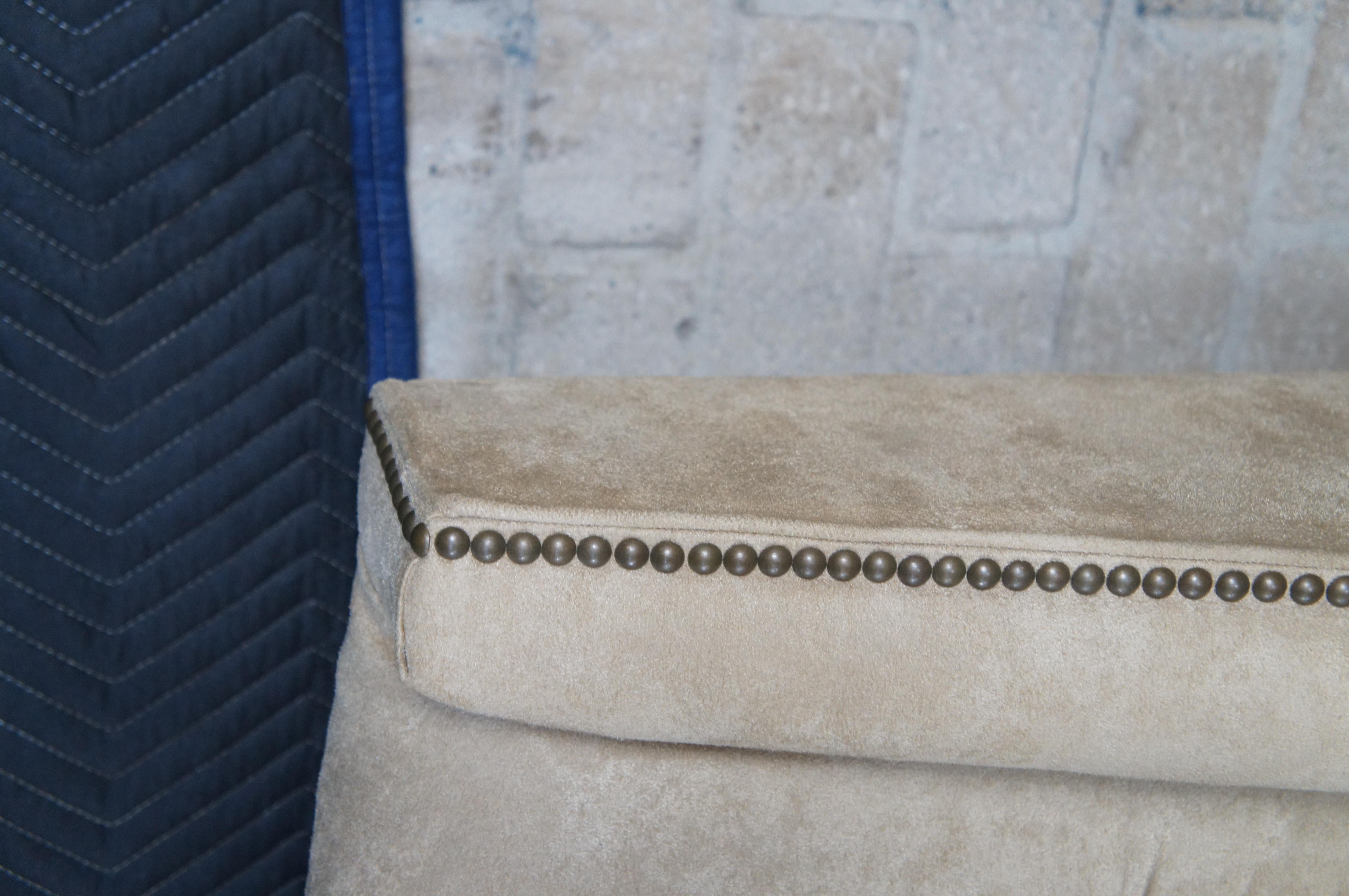 Mitchell Gold Bob Williams Tufted Suede Nailhead King Size Bed Frame 3