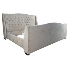 Mitchell Gold Bob Williams Tufted Suede Nailhead King Size Bed Frame