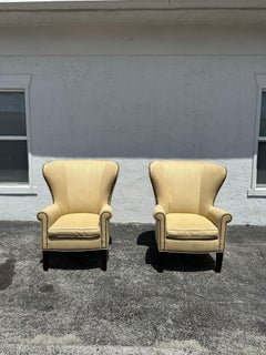 Mitchell Gold + Bob Williams Herringbone Beige Wingback Armchairs,  Set of 2