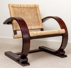 Mitchell Gold + Bob Williams Poltrona in legno e canna in stile metà secolo moderno