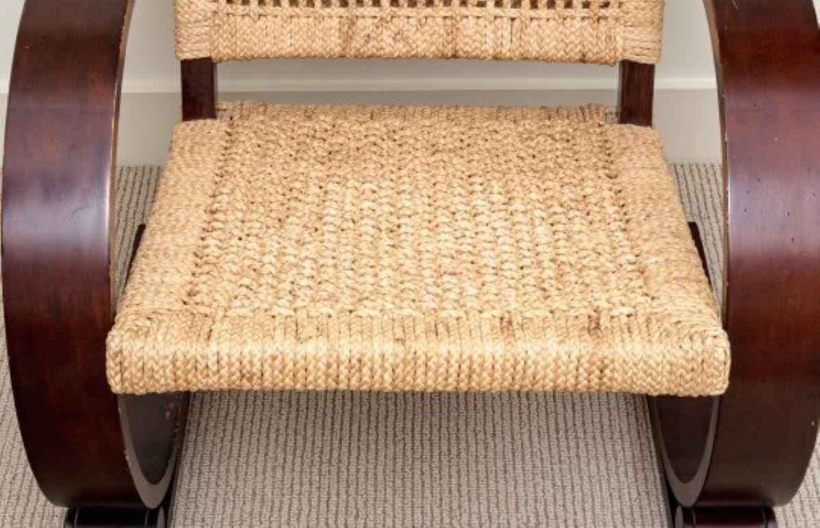 Sconosciuto Mitchell Gold + Bob Williams Poltrona in legno e canna in stile metà secolo moderno in vendita