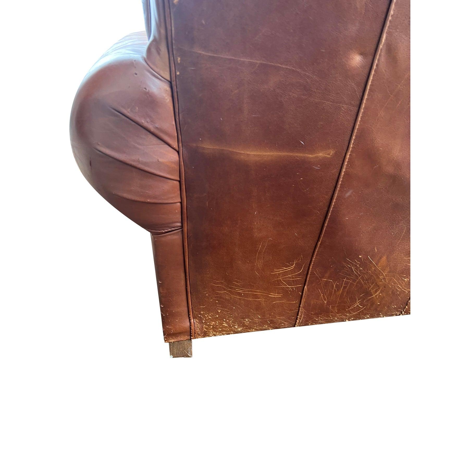 Sedia e ottomana in pelle Mitchell Gold for Restoration Hardware in vendita 4