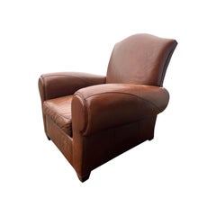 Mitchell Gold for Restoration Hardware Leather Chair and Ottoman