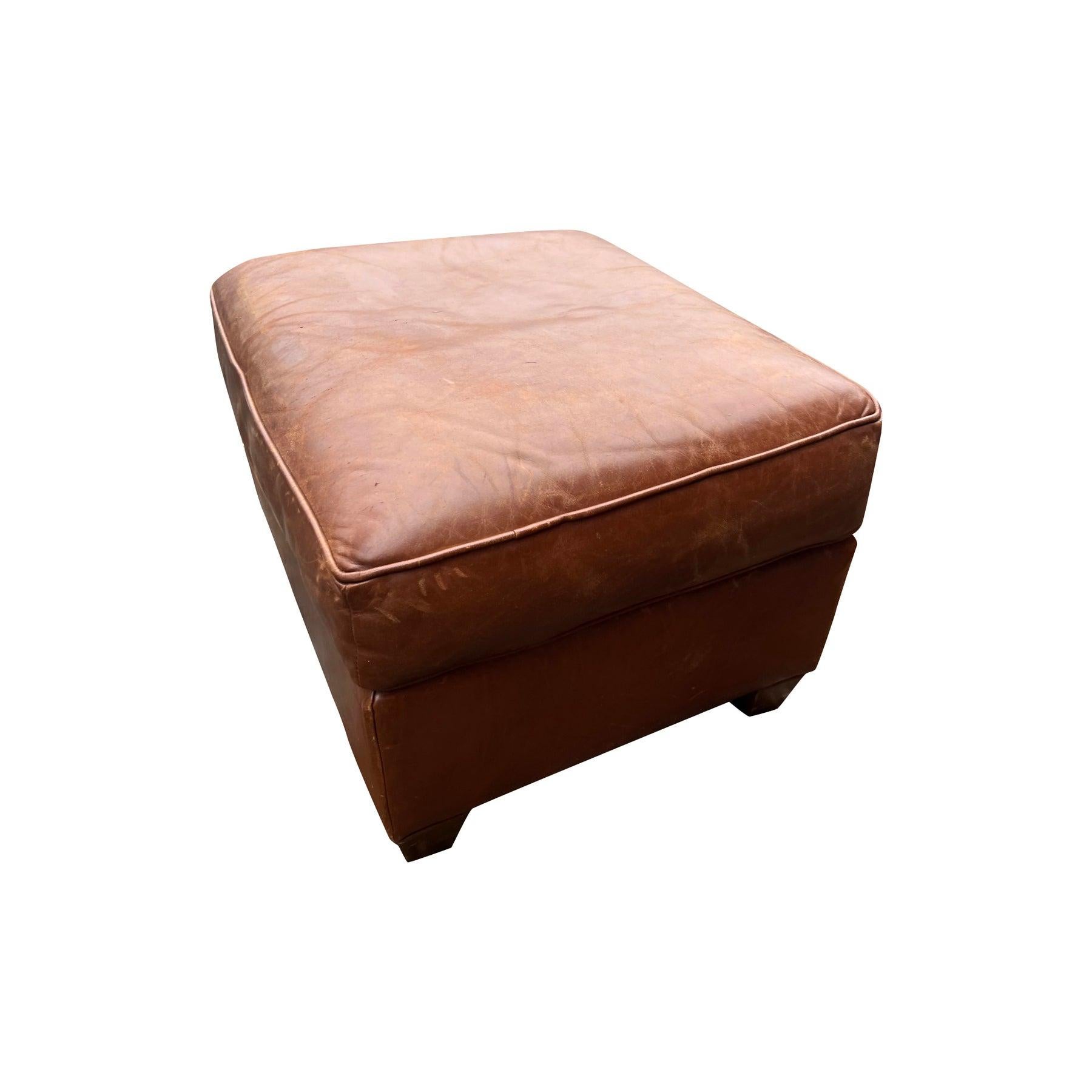 Sedia e ottomana in pelle Mitchell Gold for Restoration Hardware In condizioni buone in vendita a Saddle River, NJ