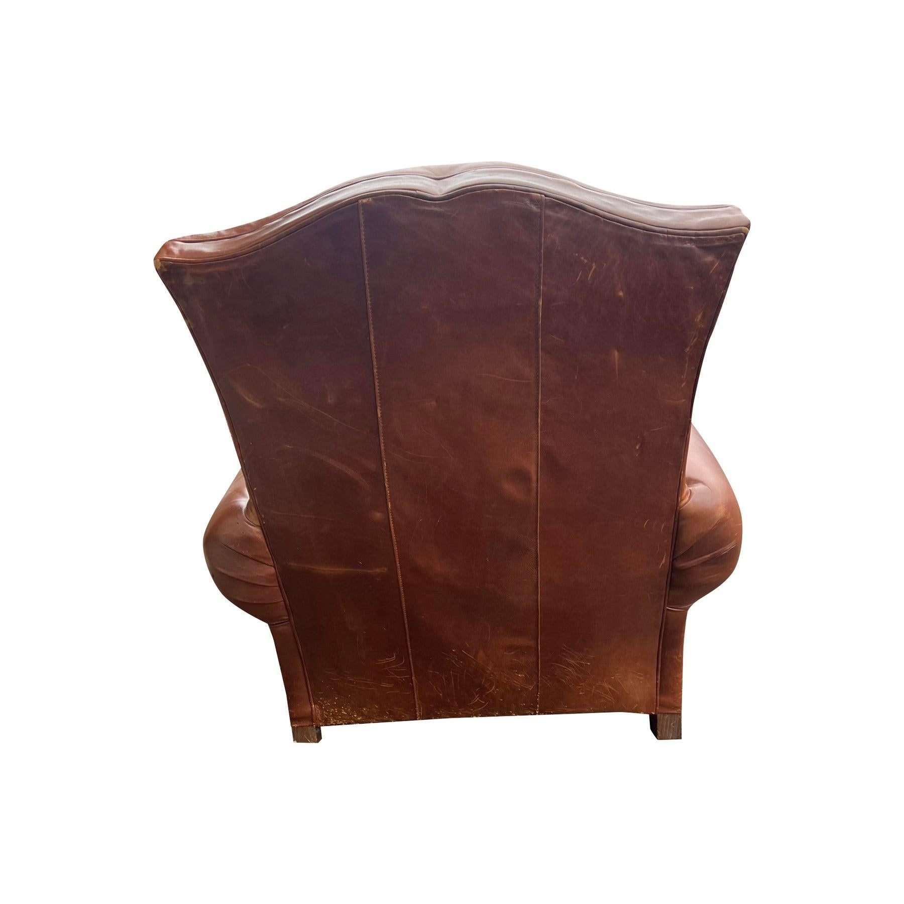 Pelle Sedia e ottomana in pelle Mitchell Gold for Restoration Hardware in vendita