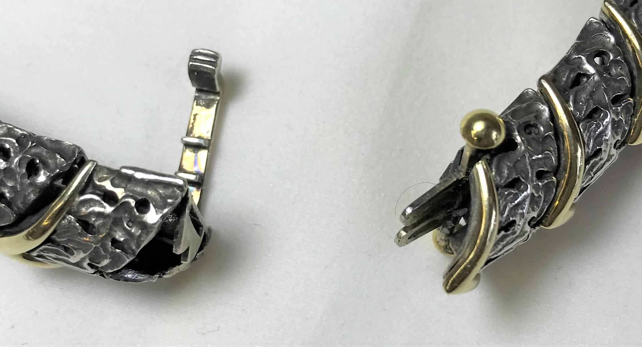 da uomo o donna Collana Chevron floreale in argento 18 carati Mitchell Peck in vendita