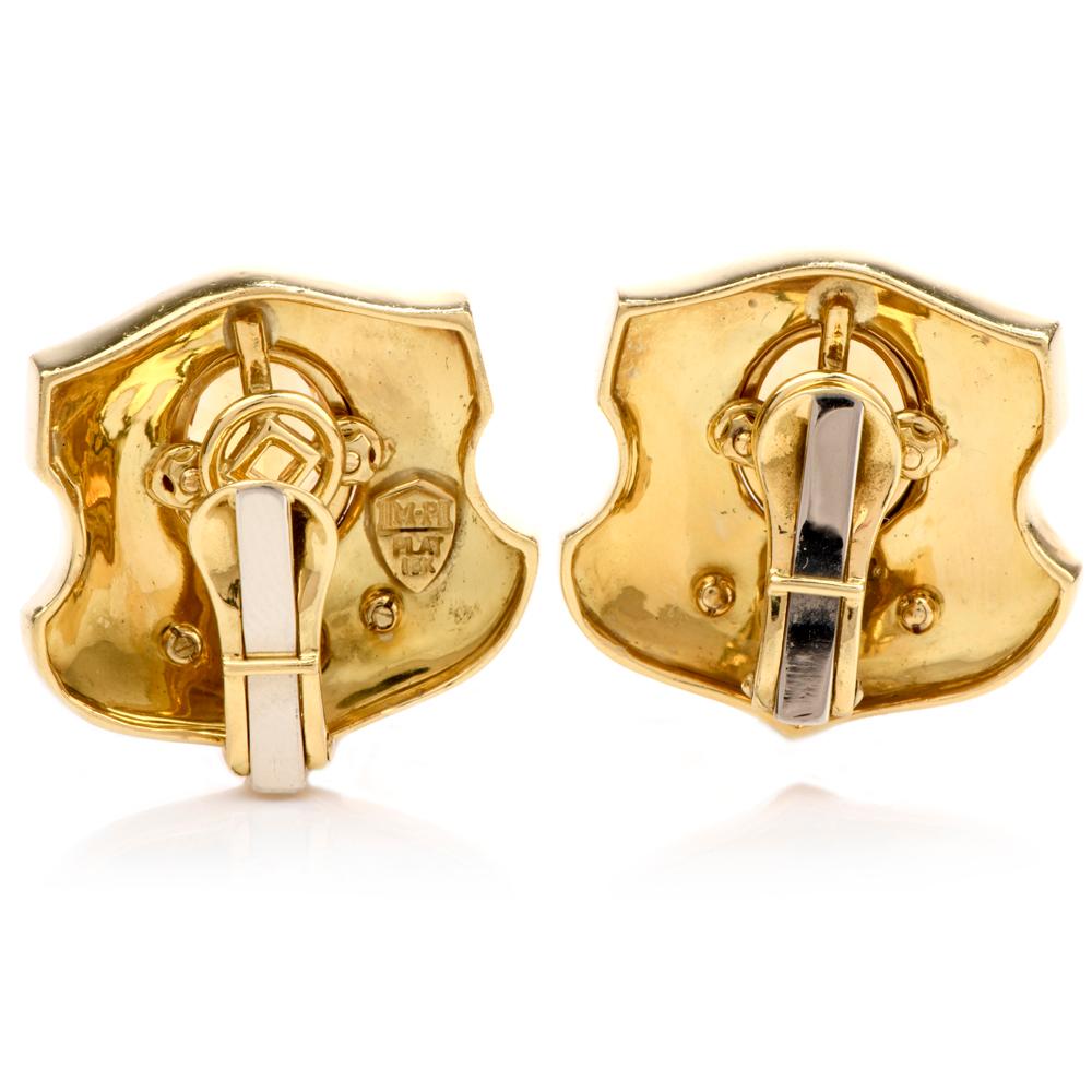Women's Mitchell Peck Citrine Diamond 18 Karat Gold Platinum Starburst Clip-On Earrings