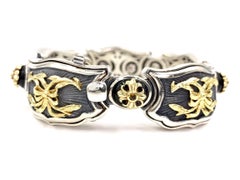 Mitchell Peck Sterling and Gold Shield Style Bracelet with Onyx and Citrine