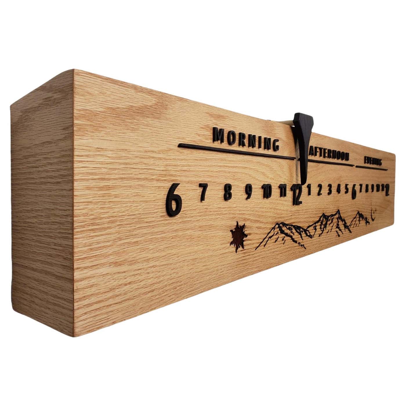 Mitchell: Three-foot Oak and Wenge Linear Clock For Sale at 1stDibs