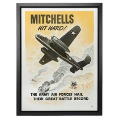"Mitchells Hit Hard" Vintage Army Air Forces WWII Poster, 1943
