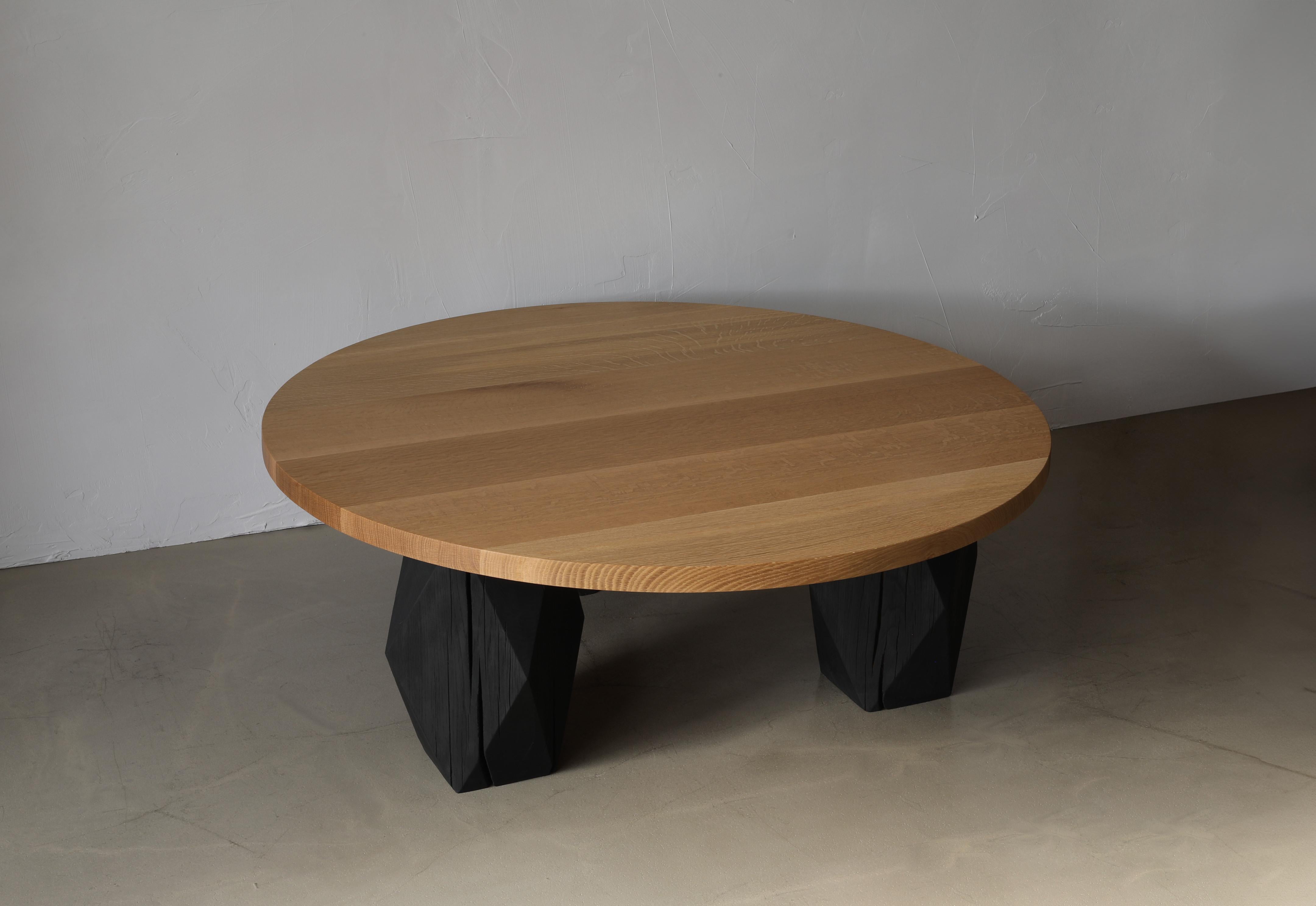 Blackened Miter Round Coffee Table For Sale