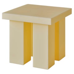 Miter Side Table in Butter Yellow Acrylic by Mock Studio, Modern Design, USA