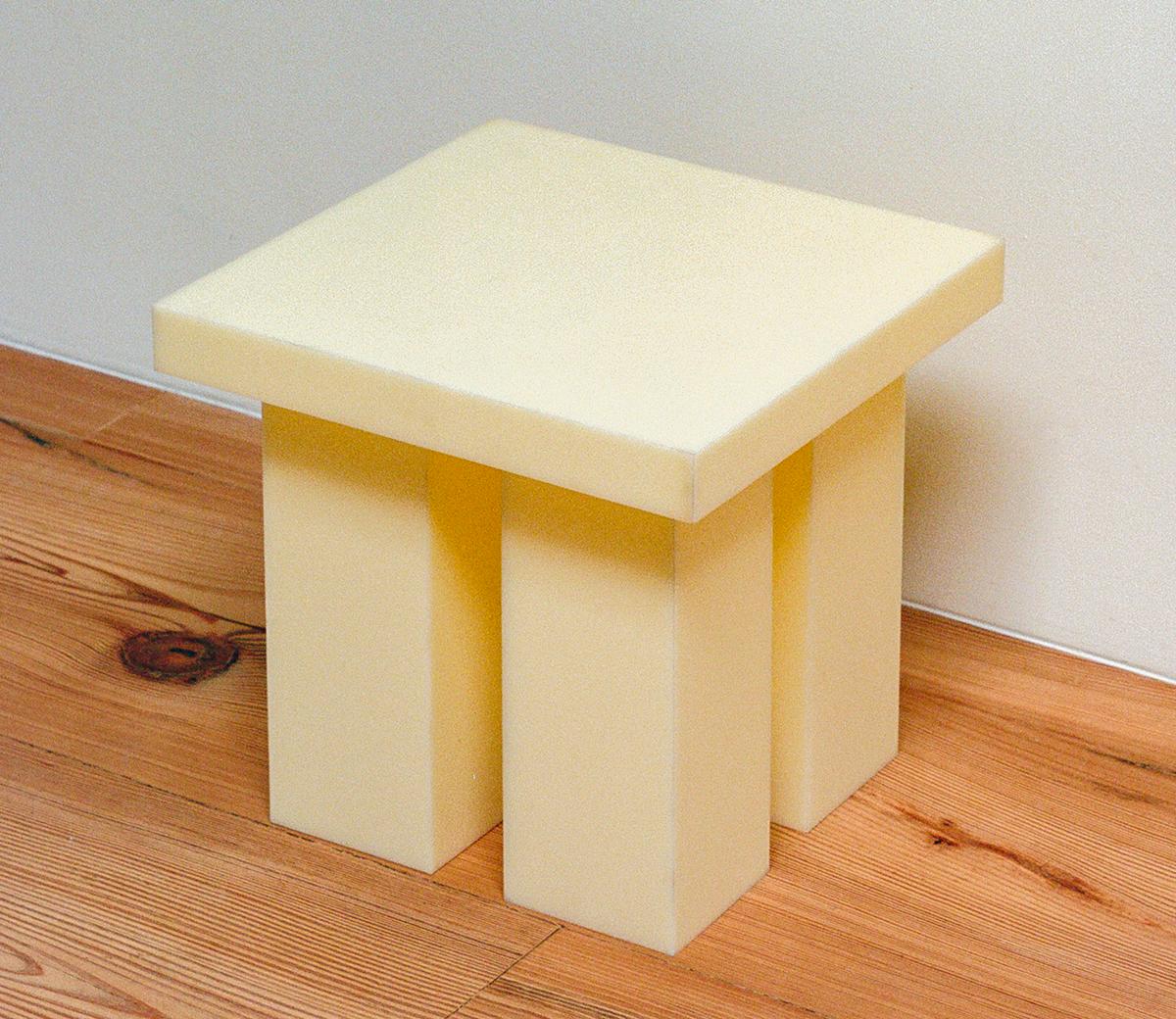 Modern Miter Side Table in Yellow Acrylic by Mock Studio For Sale