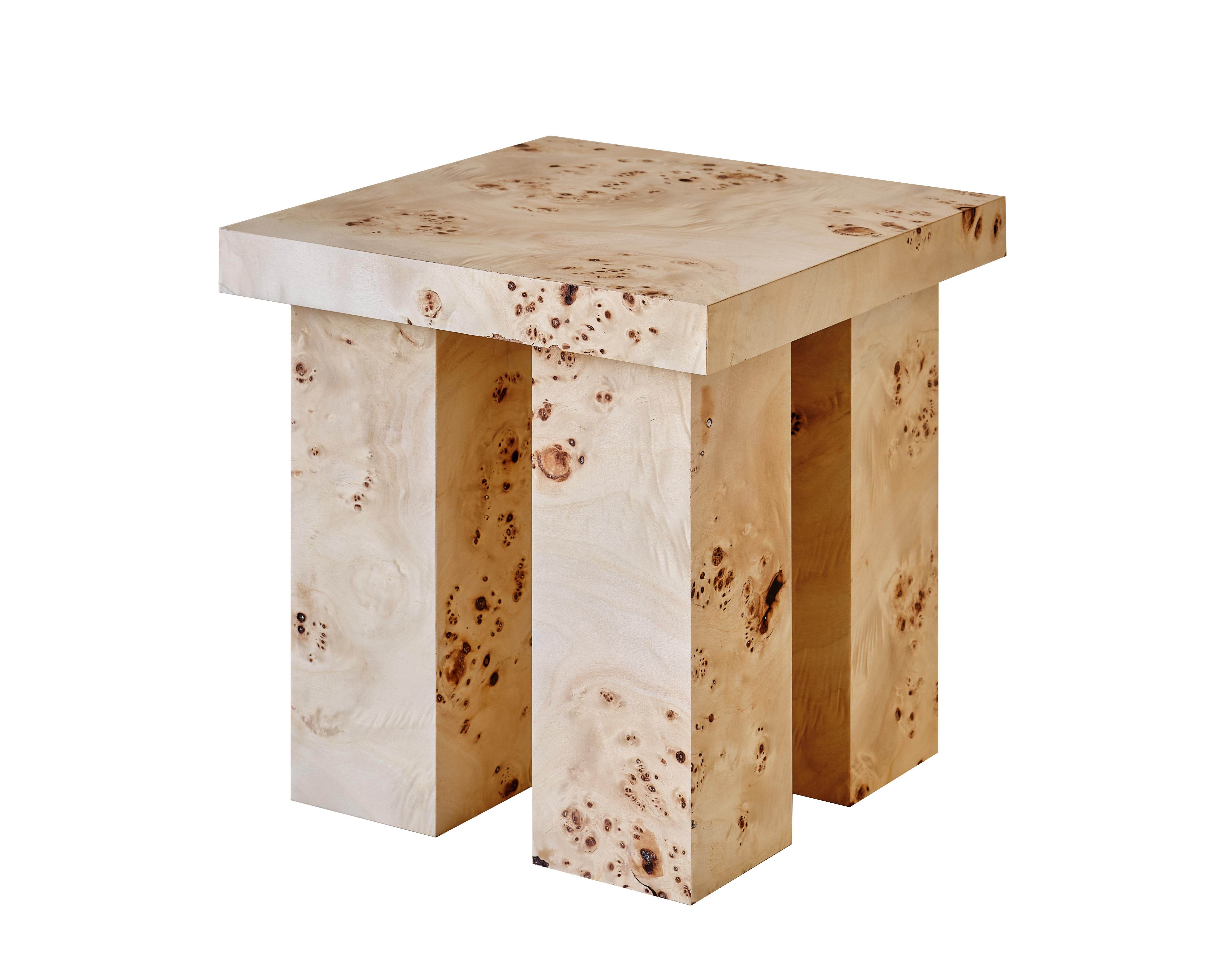 Modern Miter Side Table in Yellow Acrylic by Mock Studio For Sale