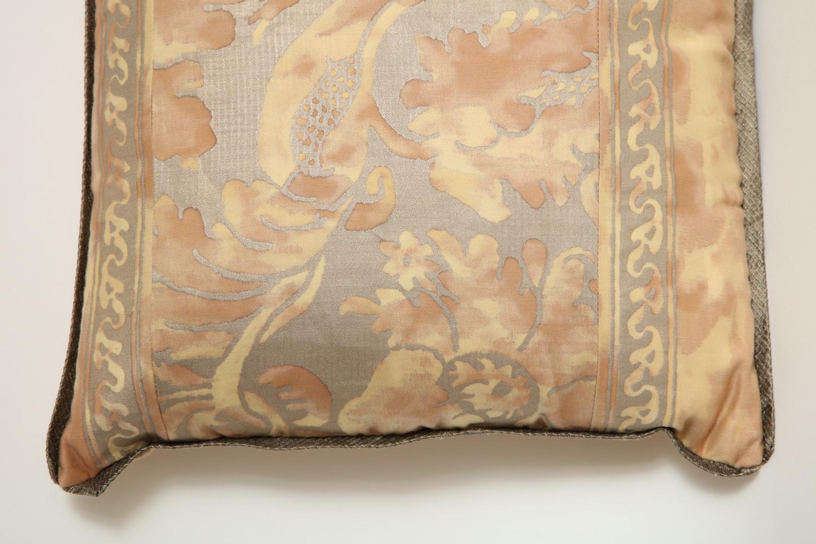 Baroque Mitered Fortuny Fabric Lumbar Cushion