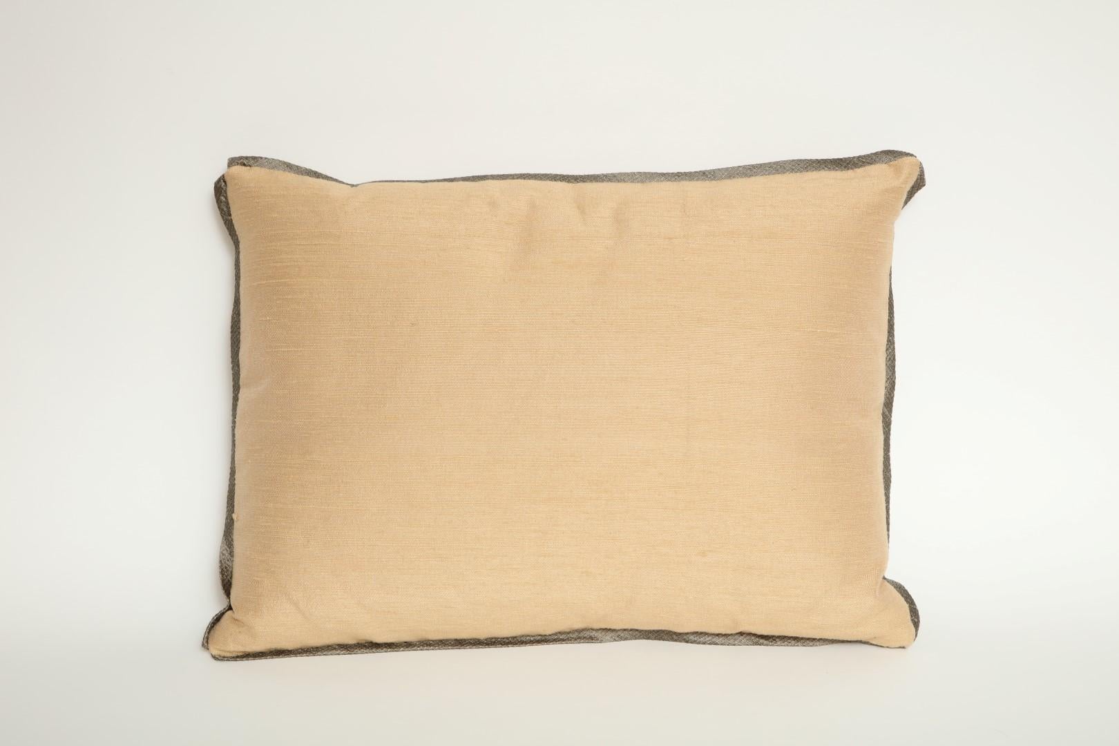 Cotton Mitered Fortuny Fabric Lumbar Cushion