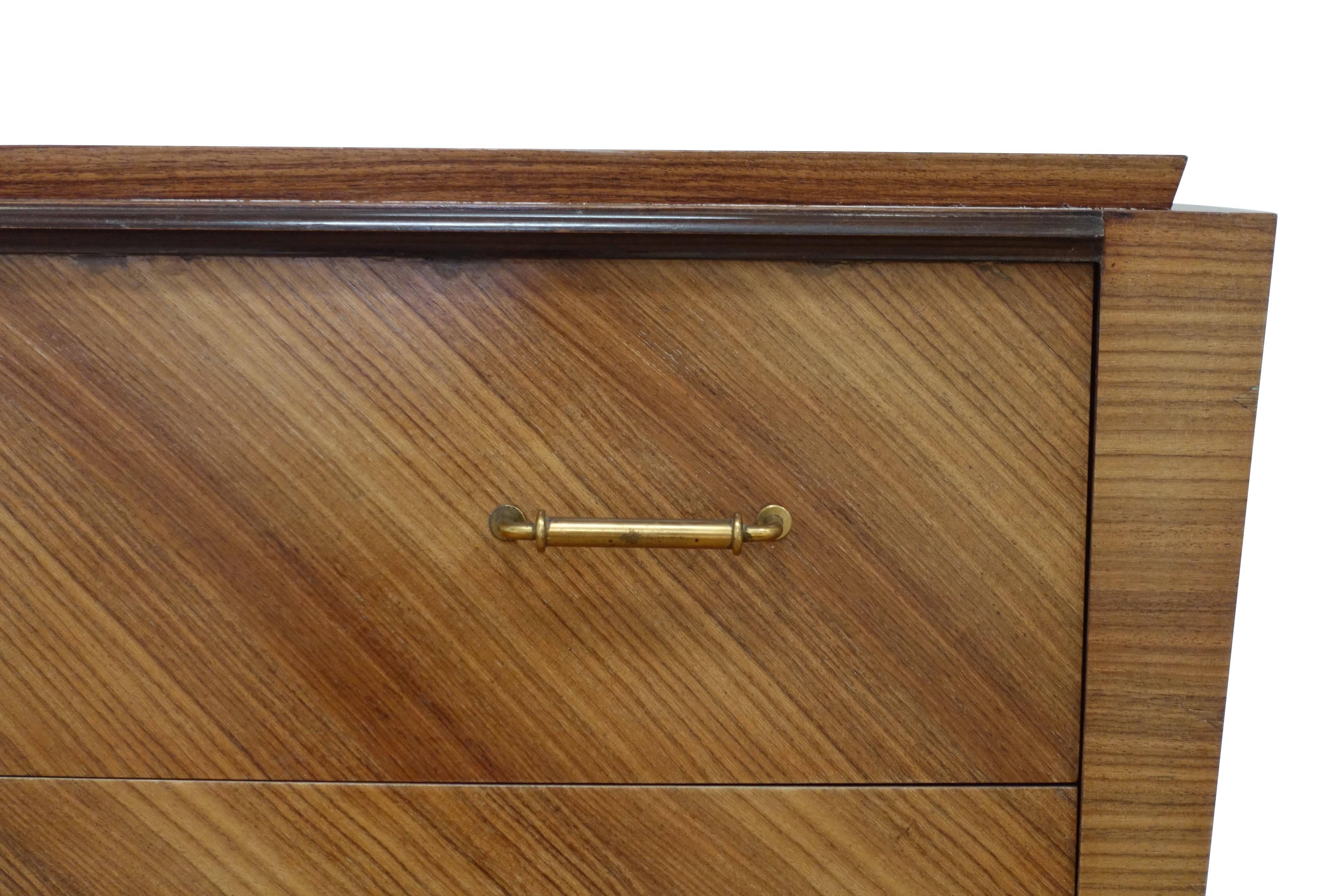 Mitered Walnut Commode, France, 1940s In Excellent Condition In New York, NY