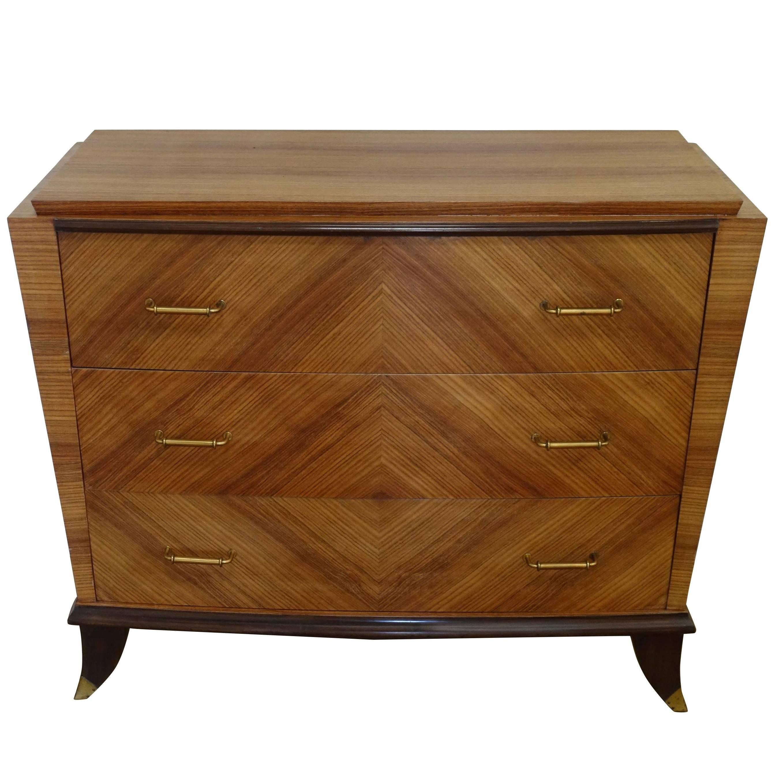 Mitered Walnut Commode, France, 1940s