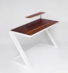 Miterz Modern Writing Desk by Cauv Design Powder Coated Steel and Black Walnut