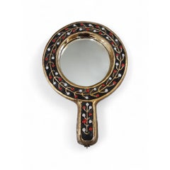 French Mid-Century Gilded “Guirlande” Hand Mirror by Mithé Espelt