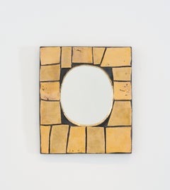 Espejo de cerámica dorada "Cuzco" de Mithé Espelt, Francia, ca. 1970