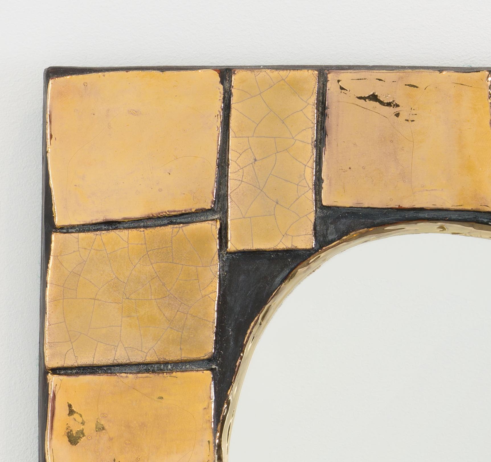 Mithé Espelt Gilded Ceramic Mirror “Cuzco”, France, ca. 1970 For Sale 3