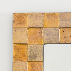 Raro specchio da parete di Mithé Espelt, ceramista francese in terracotta smaltata e oro