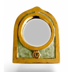 Espejo de pared Arche nº 1 Mithé Espelt Ceramista francesa Barro dorado craquelado