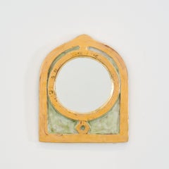 Espejo de pared Arche nº 1 Mithé Espelt Ceramista francesa Barro dorado craquelado