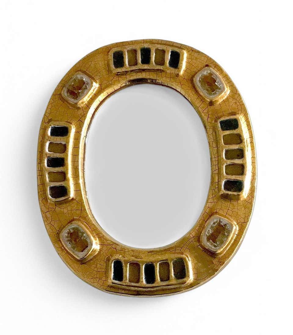 Mithe Mithé Espelt - Rare Wall Mirror by Mithé Espelt French Ceramist Glazed ...