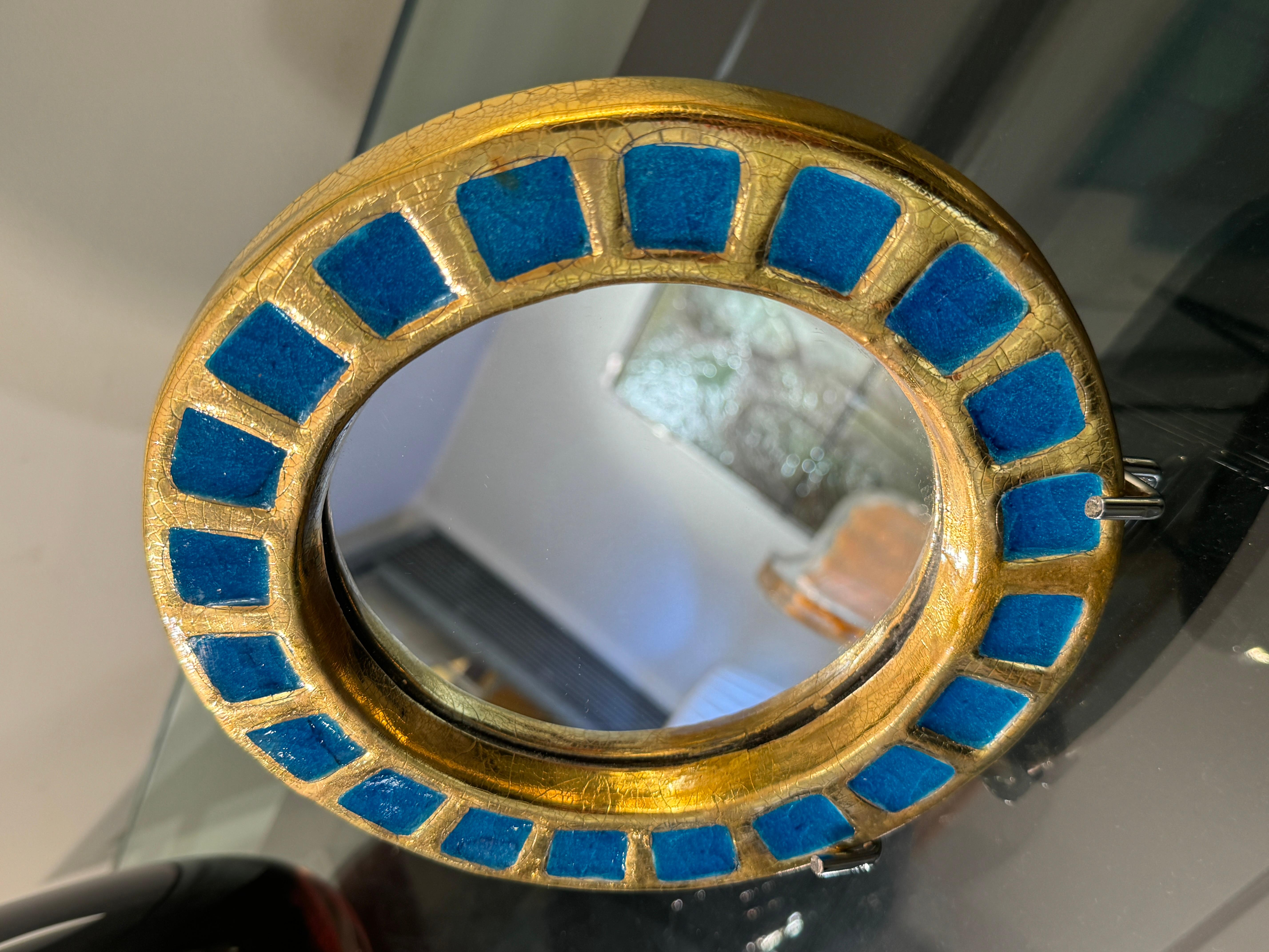 Céramique Mithé Espelt (1923-2020) Soleil Bleu Miroir