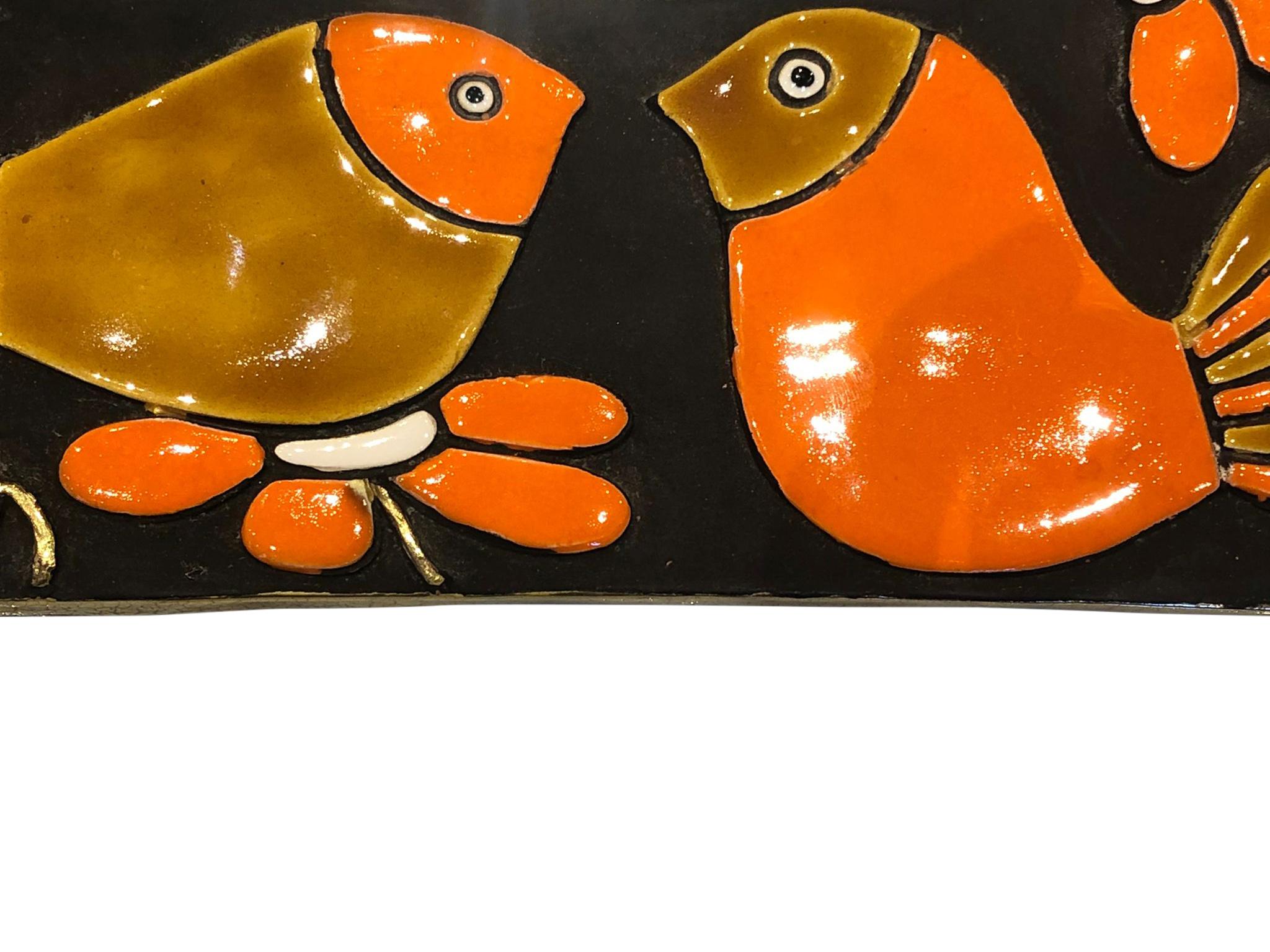 French Mithé Espelt, Sparrow mirror, Ceramic, circa 1960, France