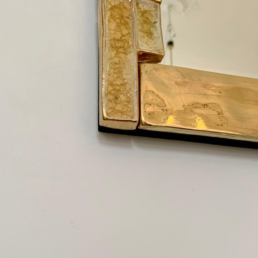Mithé Espelt Atelier Large Gold Ceramic Mirror, circa 1990, France. 4