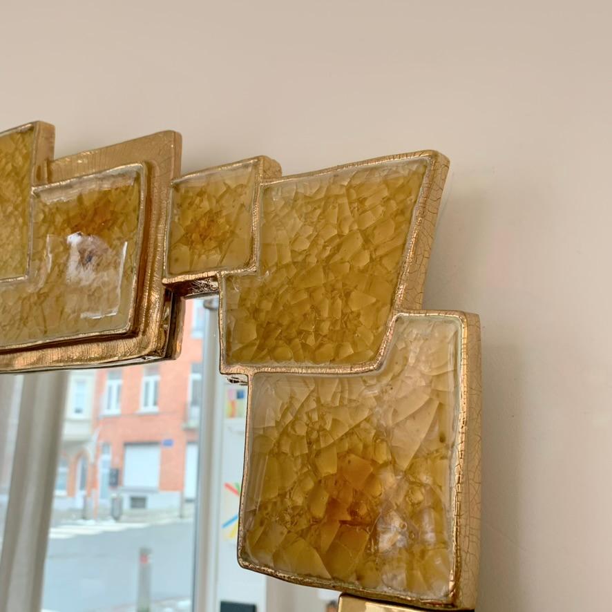 Mithé Espelt Atelier Large Gold Ceramic Mirror, circa 1990, France. 5