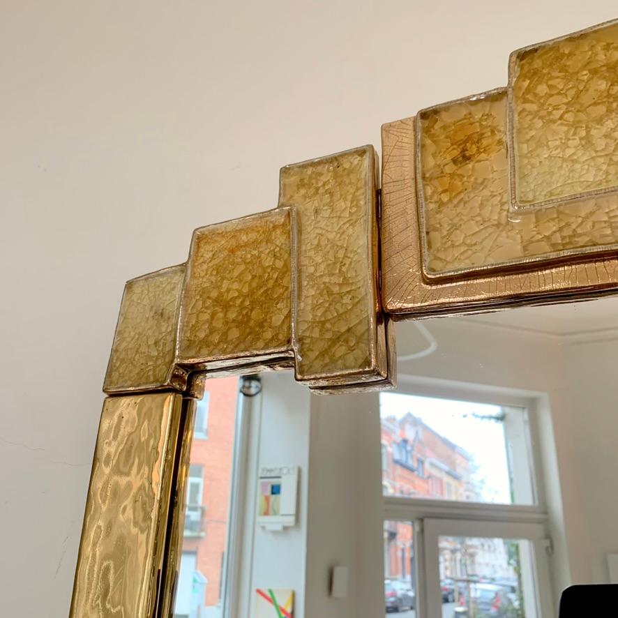 Mithé Espelt Atelier Large Gold Ceramic Mirror, circa 1990, France. 6
