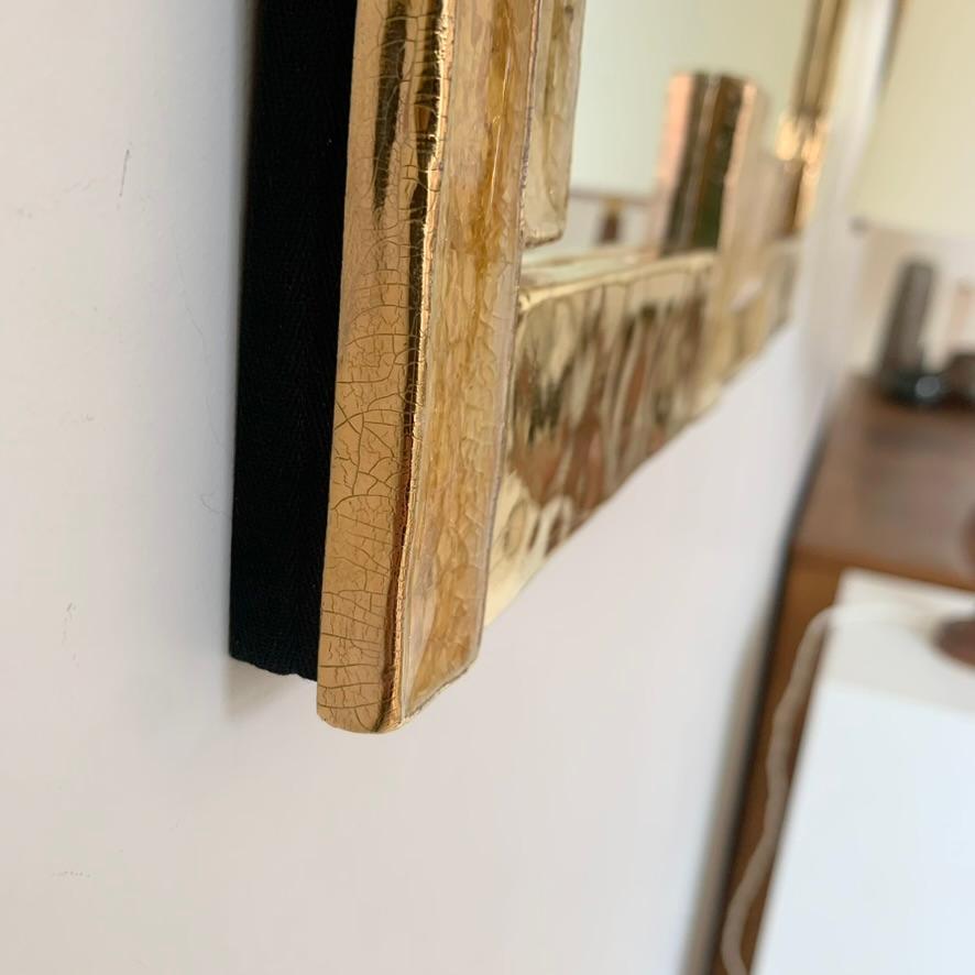 Mithé Espelt Atelier Large Gold Ceramic Mirror, circa 1990, France. 7