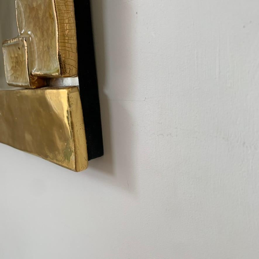 Mithé Espelt Atelier Large Gold Ceramic Mirror, circa 1990, France. 8