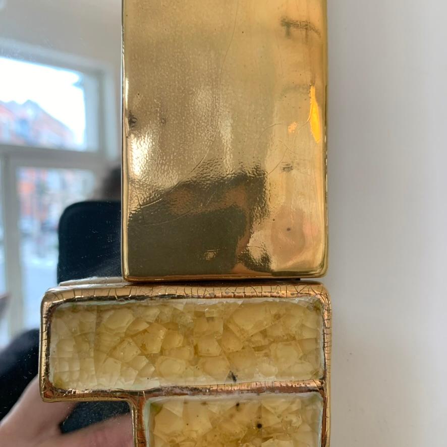 Mithé Espelt Atelier Large Gold Ceramic Mirror, circa 1990, France. 9