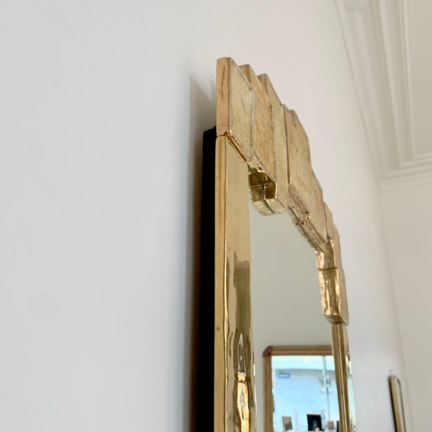 Mithé Espelt Atelier Large Gold Ceramic Mirror, circa 1990, France. 10